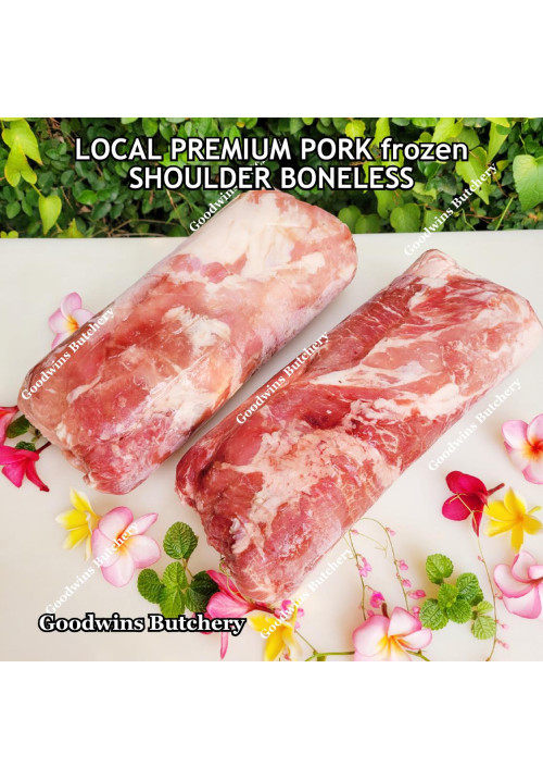 Pork Collar SHOULDER boneless SKIN OFF frozen LOCAL PREMIUM whole cut +/- 3kg (price/kg) Boston-Butt Kapsim
